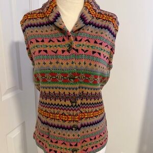 Chaps Colorful Knitted Button-Up Vest Women